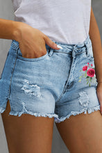 Load image into Gallery viewer, Day Dreams & Roses Floral Print Split Distressed High Waist Denim Short