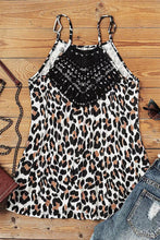 Load image into Gallery viewer, For A Moment Leopard Print Lace Patchwork Spaghetti Strap Top