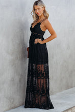 Load image into Gallery viewer, Austin Nights Black Lace Crisscross Maxi Dress
