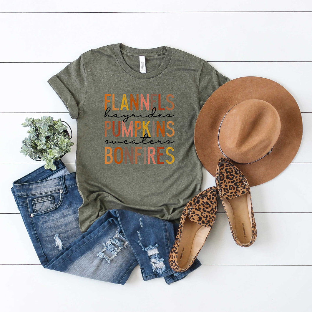 Flannels Hayrides Pumpkins | Short Sleeve Graphic Tee