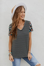 Load image into Gallery viewer, Striped Floral V-Neck
