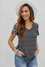 Load image into Gallery viewer, Striped Floral V-Neck
